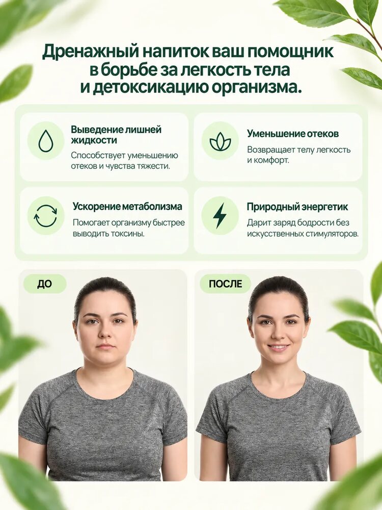 Дренажный напиток от отечности, лимфодренажный детокс, мята, мята