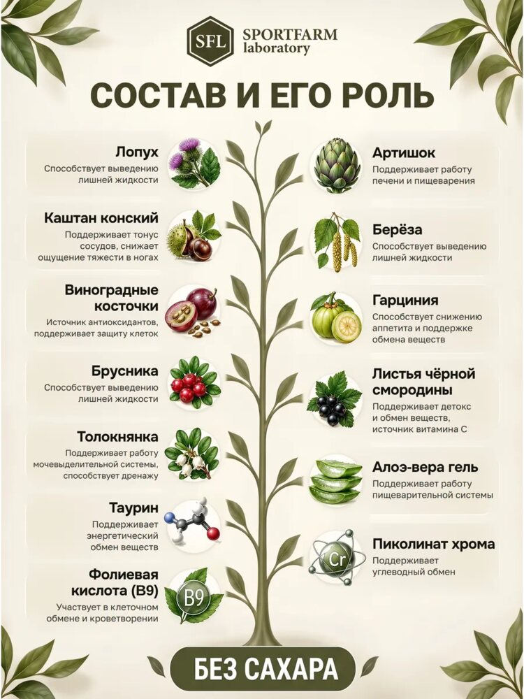 Дренажный напиток от отеков концентрированный со вкусом вишни, вишня