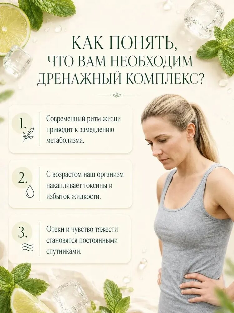 Дренажный напиток от отечности, лимфодренажный детокс, мохито, 400, мохито, 400