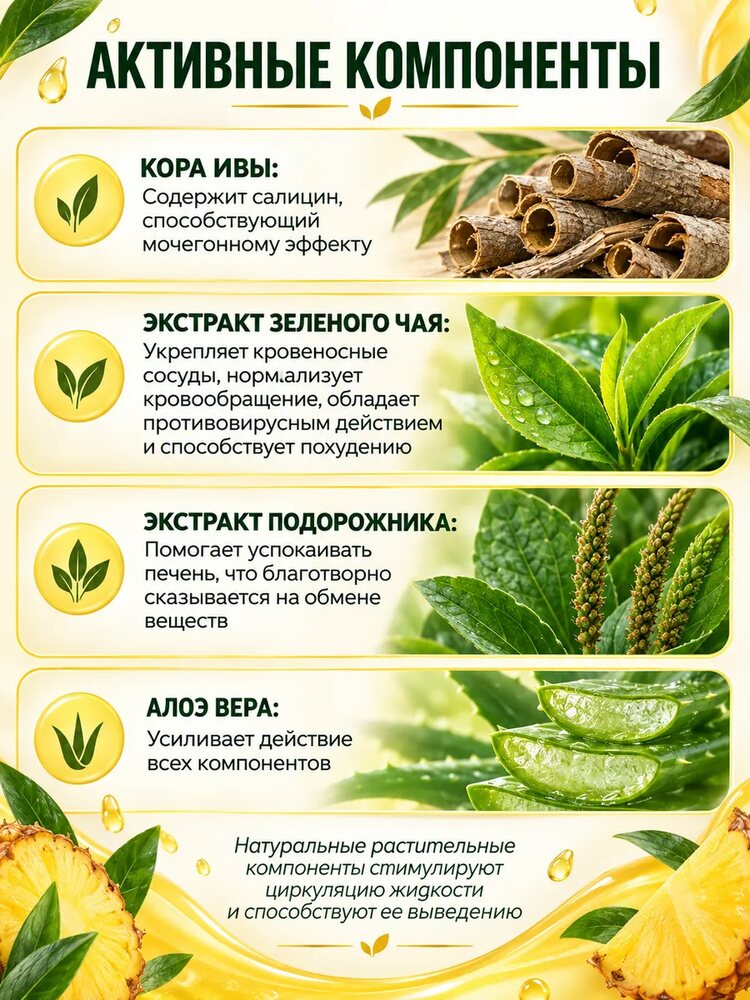 Дренажный напиток от отечности, лимфодренажный детокс, ананас