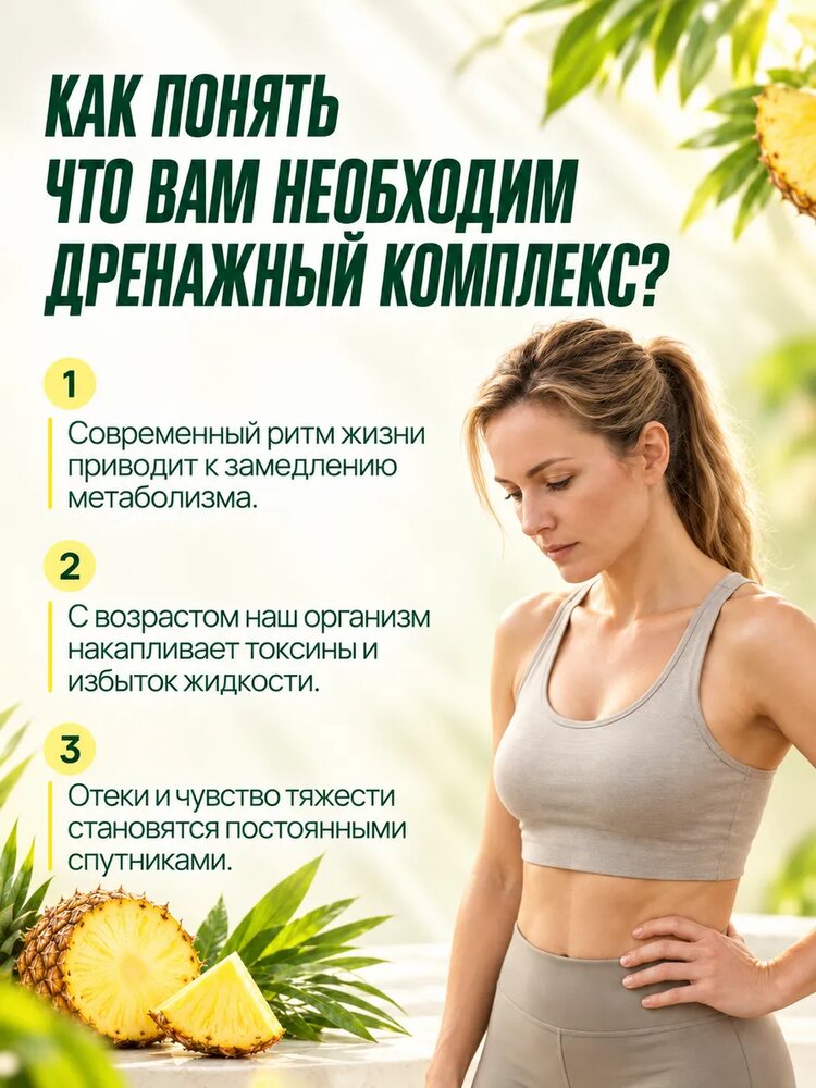 Дренажный напиток от отечности, лимфодренажный детокс, ананас